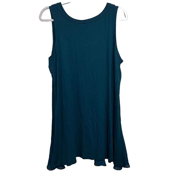 LOGO Layers Lori Goldstein Teal Tunic Sleeveless Tank Top Women's Large Summer - Picture 2 of 5